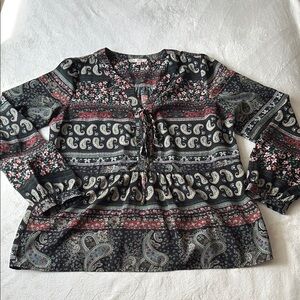 Anthropologie Skies are Blue Paisley Boho Blouse Large